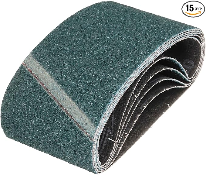 HARFINGTON 3-1/2 x 15-1/2 Inch Sanding Belts, 15 Pcs 60 Grit Zirconia Abrasive Belt Sander File Belt for Woodworking, Metal Polishing, Knife Sharpener