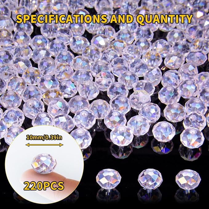 220Pcs 10mm Crystal Glass Beads - Image 2