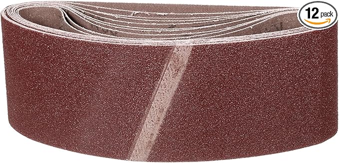 4 x 21 Inch Sanding Belt, 12 Pcs 80 Grit Knife Sharpener Belts Work Sharpening for Belt Sander Knife Carving Tool Metal Working