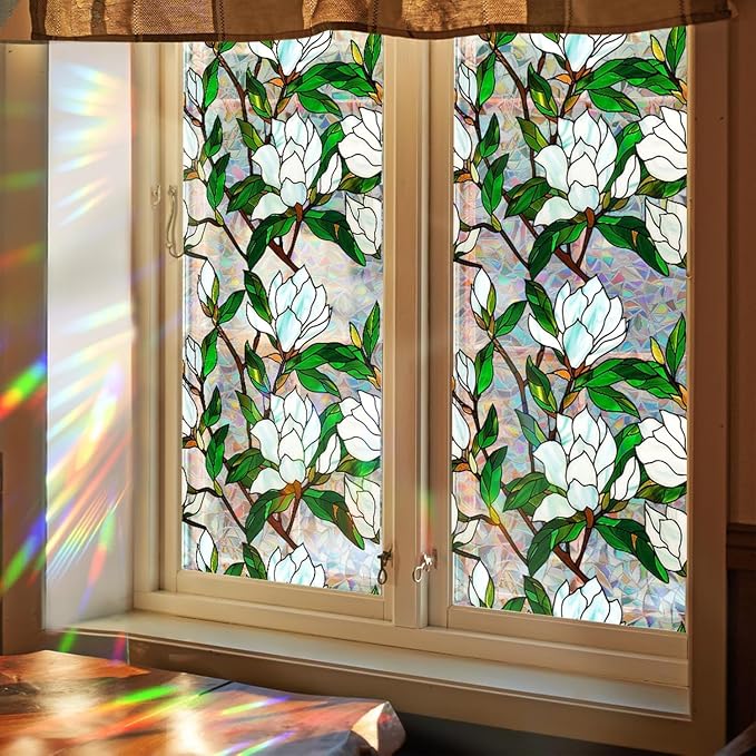 Floral Stained Glass Window Privacy Film, Retro Decorative Rainbow Window - Image 6