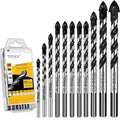 11PCS Masonry Drill Bit Set & Concrete Drill Bit Set 1/8"-1/2" Industrial Strength Carbide Drill Bit Tip for Glass/Brick/Plastic/Cement/Wood/Tile/Etc, by TITGGI