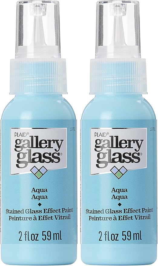 Gallery Glass, Aqua Stained Glass 2 fl oz Brilliant Smooth Finish Paint by GalleryGlass