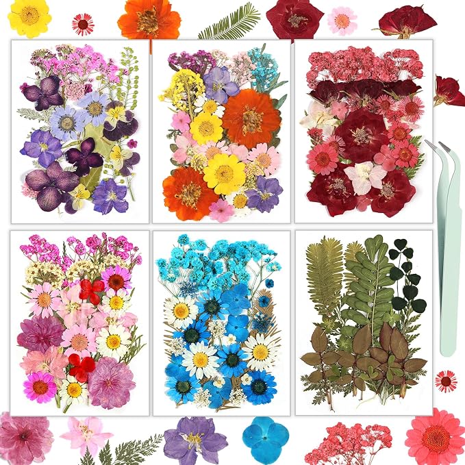 Dried Flowers, Resiners 174Pcs Pressed Flowers by Resiners