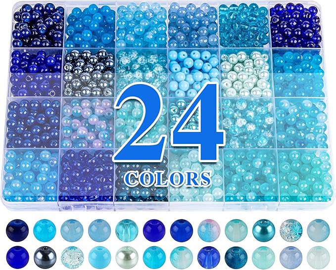 XSEINO About 1200PCS 6mm Glass Beads Bracelet Making Kit, 24 Assorted Dreamy by XSEINOiscreating%EF%BC%81