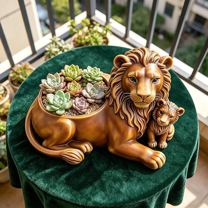 Lion and Cub Flower Pot Silicone Resin Molds, Animal DIY Making Decor Art Crafts - Image 7