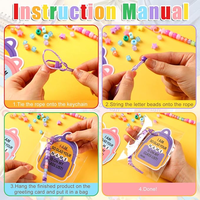 Suncalla 984 Pcs 24 Set Back to School Keychain Making Kit DIY Bead Craft | - Image 2