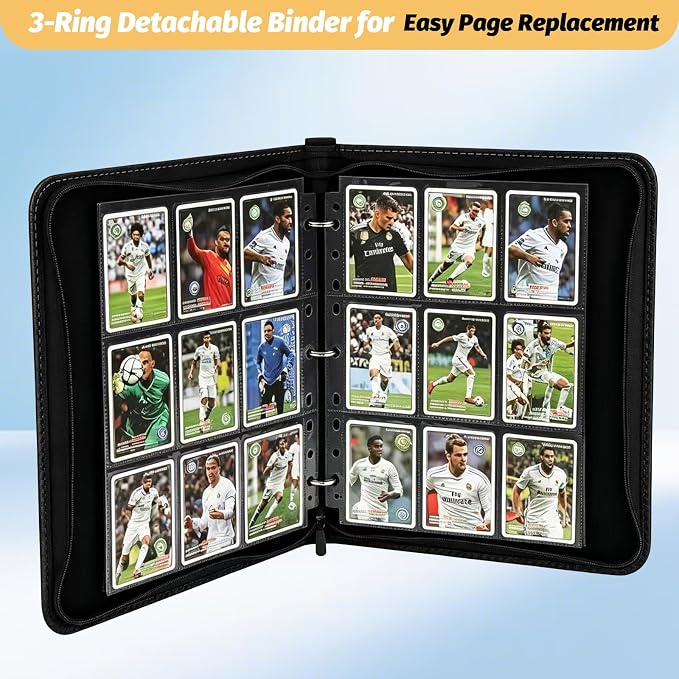 GERMUN Fireproof 3 Ring 9 Pocket Zipper Card Binder, 720 Double Sided Standard - Image 6