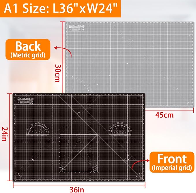 Self Healing Cutting Mat A1 24"x 36" Double Sided Black Mat - Image 2