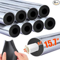 10.5ft Pipe Insulation Foam Tube for 1/2in Pipes - Pre Slit Duct Wrap with Aluminum Foil, for Outdoor Winter Cold Hot Water Pipe Winterizing Heat Preservation, Reduce Heat Loss Antifreeze 15.7"*8pcs