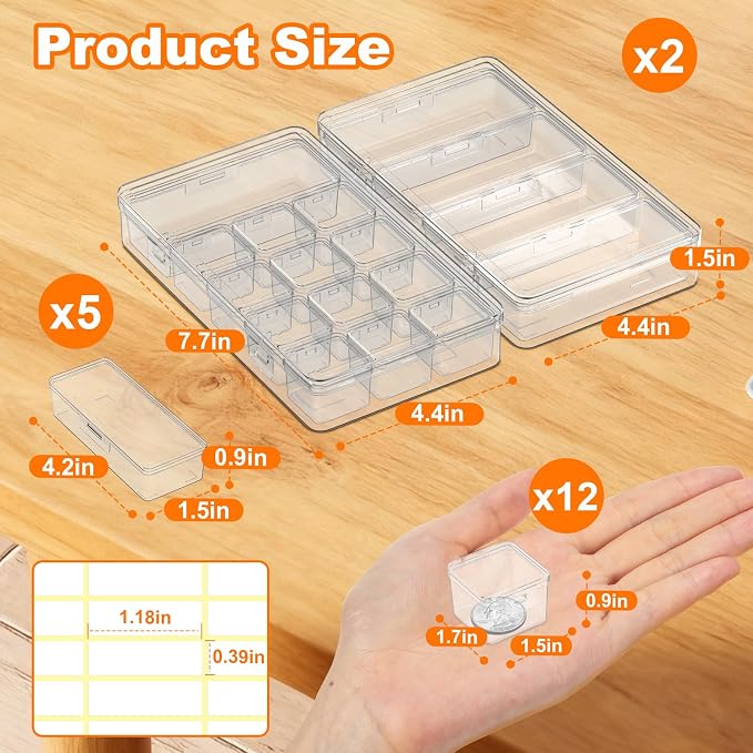 Bead Organizer Box, 2 Pack Small Clear Plastic Storage Containers Features - Image 2