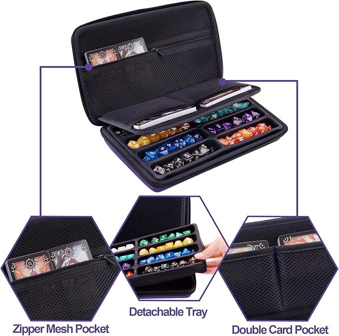 SIQUK Dice Case DND Dice Box Dice Storage Case Dice Organizer Holder - Image 2