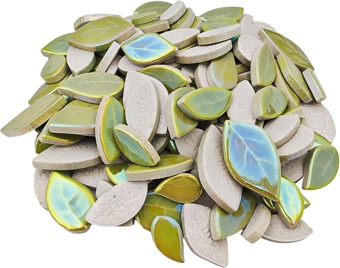 500g/1.1lb Leaf-Shaped Ceramic Mosaic Tiles, Ceramic Mosaic Pieces - Image 2