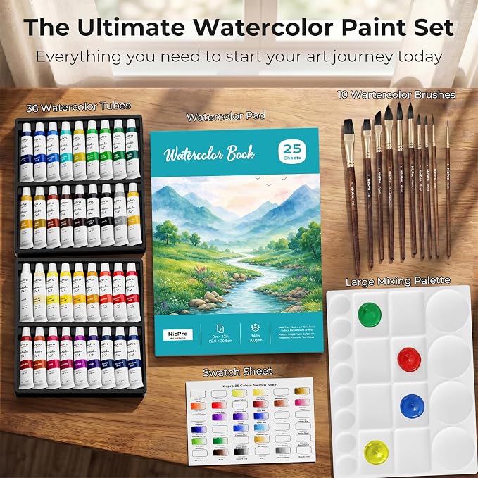 Nicpro Upgraded Watercolor Paint Set - Image 2