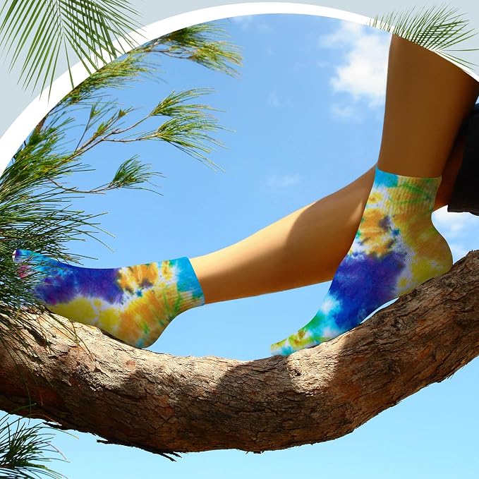 Silkfly White Cotton Socks for Tie Dye White Crew Ankle Socks Tie Dye kit Party - Image 9