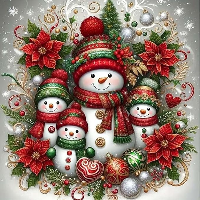 Eiazuiks Christmas Stamping Cross Stitch Kit, Snowman Christmas Counting Cross by Eiazuiks