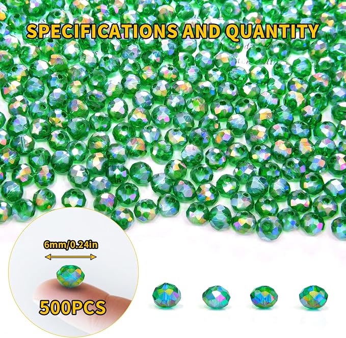 500Pcs 6mm Crystal Glass Beads for Jewelry Making Beads for Bracelets Necklace - Image 2