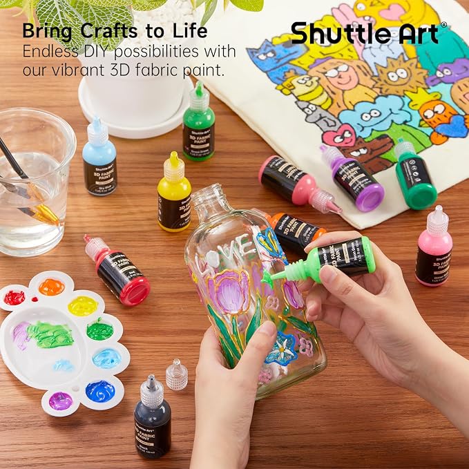 Shuttle Art Fabric Paint Set, 45 Colors 3D Permanent Paint - Image 6