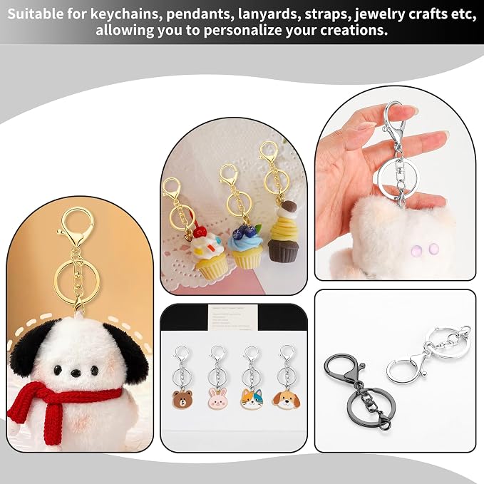 Gkeygo 10 Pack a Set Metal Lobster Claw Clasps and Key rings, Key chain - Image 7