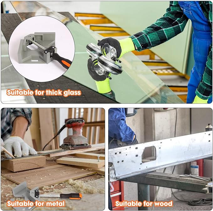 Kosmi Corner Clamps for Woodworking,Right Angle Clamps 90 Degree Single Handle,with Swing Adjustable Jaw Aluminum Alloy Frame Angle Clamp,for Woodworking Welding DIY Photo Frame Vise Holde Tools