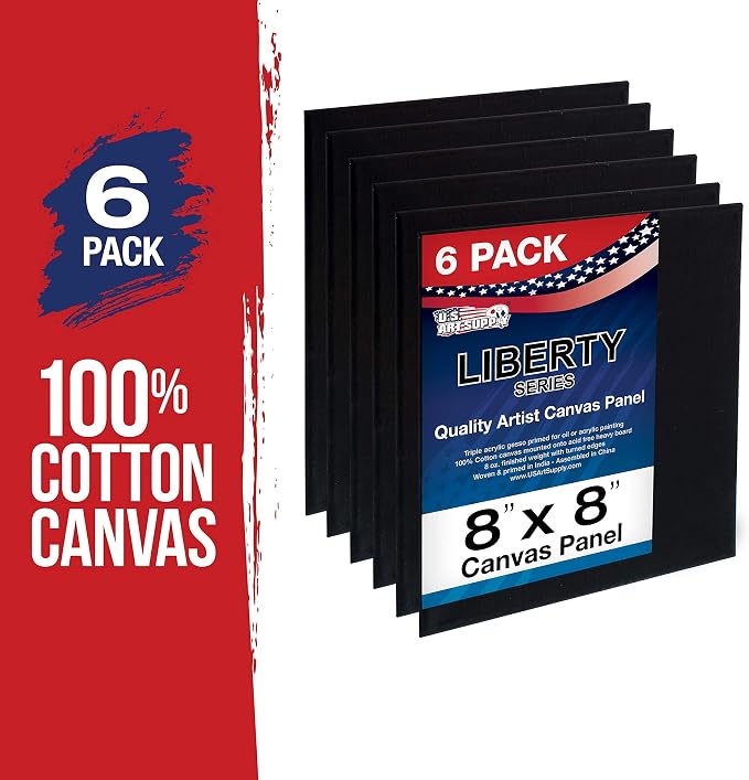 U.S. Art Supply 8 X 8 Inch Black Art Canvas Board Panels 6 Pack - Image 2