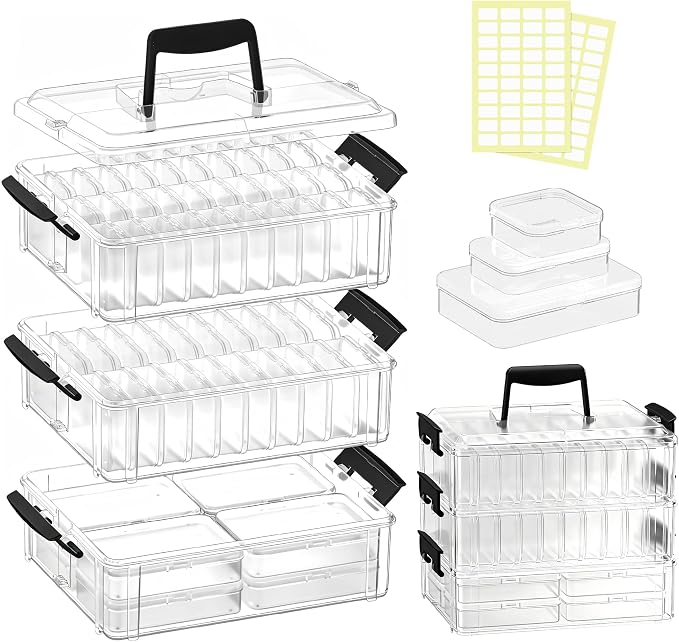 Bead Organizer Box 58 Pcs, 3-Tier Stackable Storage Box, and 3 Different by Unknown