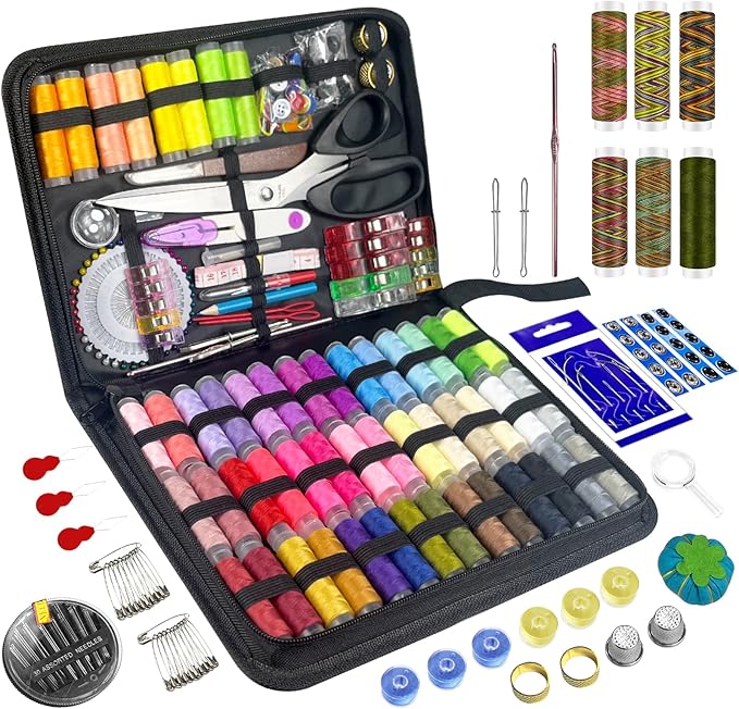 305Pcs Sewing Kit for Adults, 56Color Thread Spools, Portable Needle and Thread by Pmbqifay