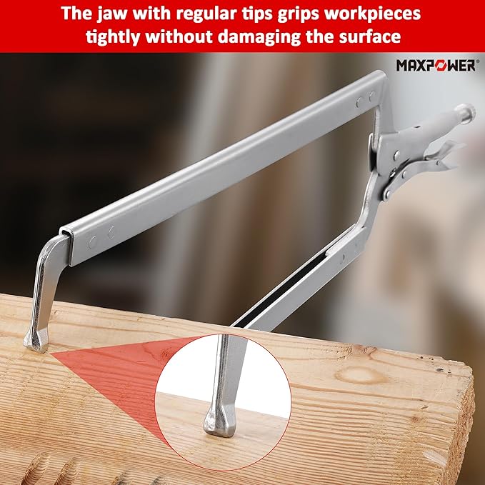 MAXPOWER 24-inch C Clamp Locking Pliers, Locking C Clamp with Regular Tips, MAX Jaw Capacity Up to 11"