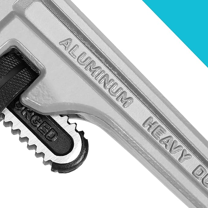 DURATECH 14-inch Heavy Duty Aluminum Straight Pipe Wrench, Adjustable Plumbing Wrench, Drop Forged, Exceed GGG standard