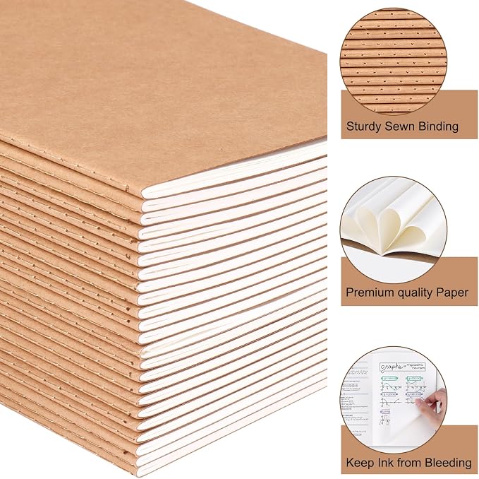 EOOUT 8 Pack Blank Kraft Notebooks, A5 Journals Notebook Bulk, Unlined Paper - Image 3