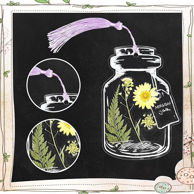 Kaluofan 103PCS Bookmark Making Kit, Transparent Flower Bookmarks, Handmade - Image 4