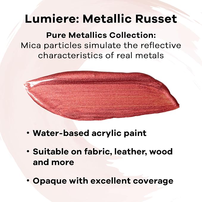 Jacquard Lumiere 2.25oz Fabric Paint Metallic Russet - Image 2