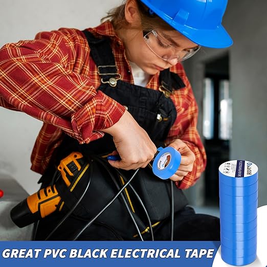 100 Rolls Blue Electrical Tape Bulk 3/4 Inch x 66ft, Waterproof Vinyl Electric Tape High Temp Insulation Tape for Electrical Protection Home Outdoor Electric Insulating Wire Wrapping