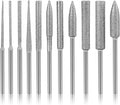 Stone Carving Set Diamond Burr Bits Compatible with Dremel, 11PCS Polishing Kits Rotary Tools Small Long Cone Accessories with 1/8’ Shank For Carving, Engraving, Grinding, Stone, Rocks, Jewelry, Glass