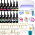 LET'S RESIN All-Inclusive Keychain Making Kit, 12-Color UV Resin by LETSRESIN