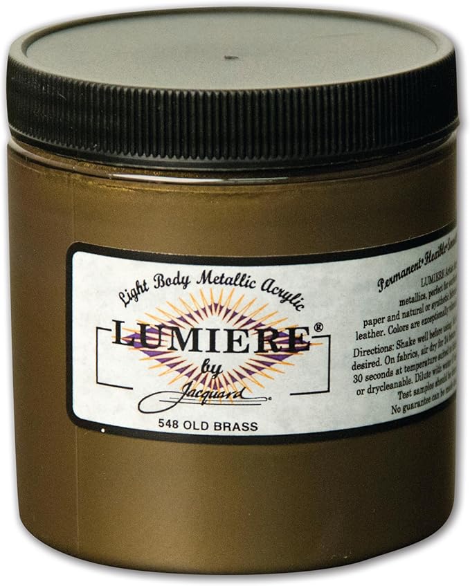 Jacquard Lumiere 8oz Fabric Paint Old Brass by Jacquard