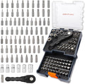 PRIDE&CRAFT 77PC 1/4" Magnetic Ratchet Wrench Set, Screwdriver Bits Set, Mini Sockets Set, For Tiny Spaces
