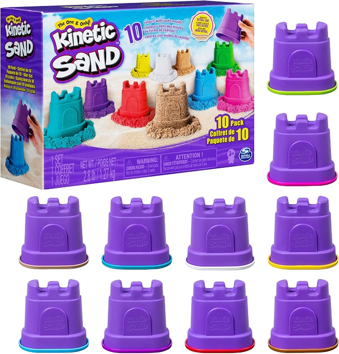 Kinetic Sand Castle Containers 10-Pack Moldable Sensory Toys, Ages 3+ by Unknown