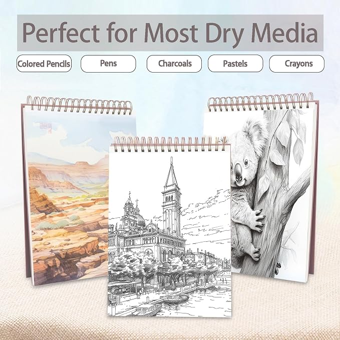 Crehatos 9" x 12" Sketch Book, Top Spiral Bound Sketch Pad, 100 Sheets - Image 7