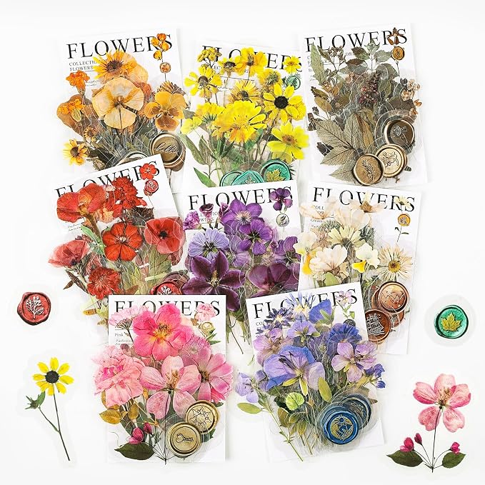 Dizdkizd 320Pcs Realistic Transparent Flower & Wax Seal Stickers by Dizdkizd