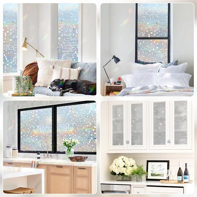 rabbitgoo Window Privacy Film Decorative Rainbow Cling, 35.4" x 118.1" | 3D - Image 8