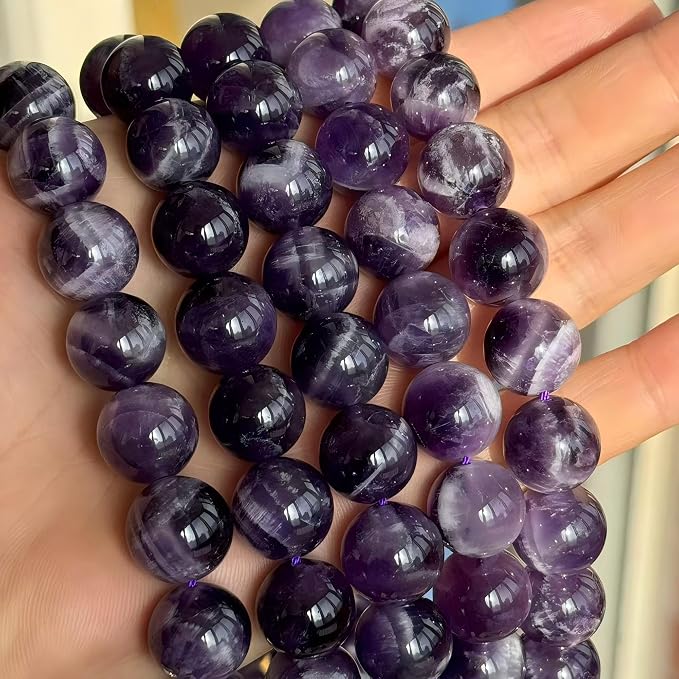 MJDCB Natural Dreamy Amethyst Beads Round Stone Beads DIY Loose Beads - Image 8