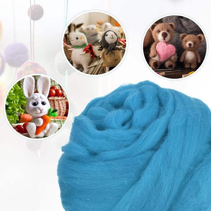 uxcell Needle Felting Wool, 3.5 Oz Nature Fibre Wool Yarn Roving - Image 4