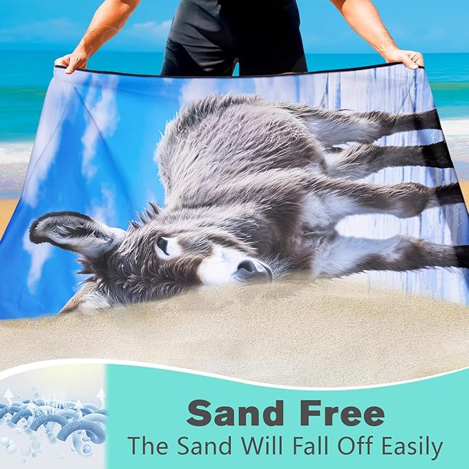 Icefield Donkey Beach Towel Oversized 36" x 72", Thin Lightweight Sand Free Quick Dry Microfiber Towel for Swimming Pool Cruise Camping Travel