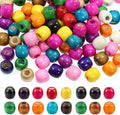 200Pcs Large Hole Wood Beads, BetterJonny Assorted Color Wooden Beads Hair by BetterJonny