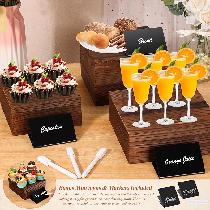 Qinzave 7 Pack Wooden Risers Display Stands - Image 6