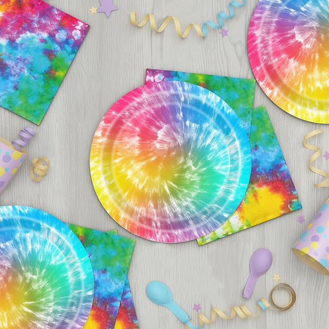 40Pcs Tie Dye Party Supplies Plates and Napkins - Image 6