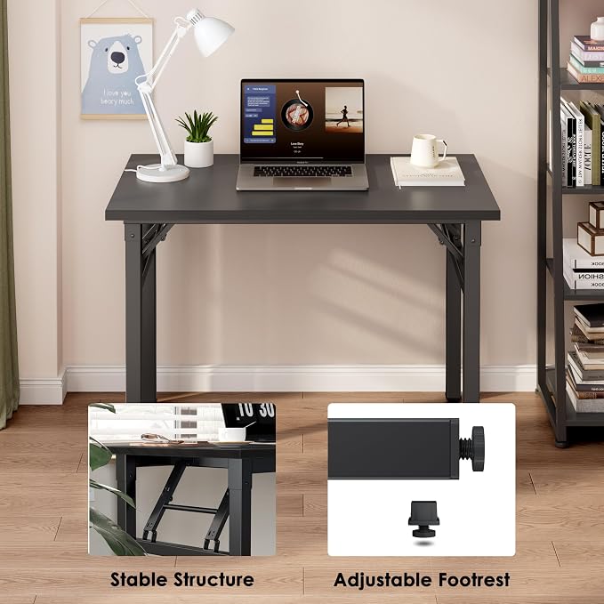Need Small Folding Computer Desk, 35.8 Inch Writing Table, Sturdy Foldable Desk - Image 8