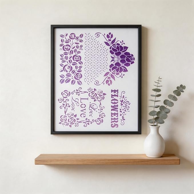 TIAMECH A4 Reusable Flowers Love Stencil - Image 9