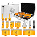Tile Hole Saw Kit 13pcs - Diamond Core Drill Bits 6/6/8/19/25/35/50/75/102/125mm for Tile Porcelain Marble Granite with 20mm Diamond Finger Bit and 2" Chamfer Bit Trimming Hole and SDS Adapter