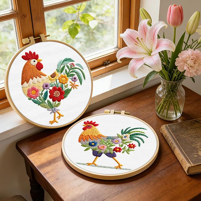 ERKOON Embroidery Kit for Beginners Adult, 2 Set Cross Stitch Set Include - Image 2